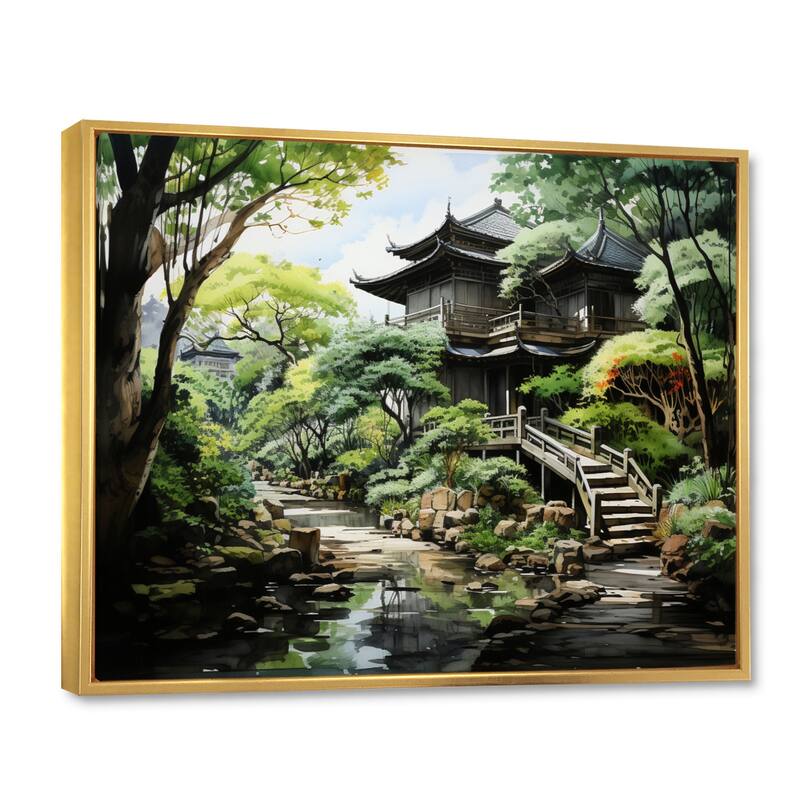 Designart "Japon Art Zen Garden Serenity I" Japanese Framed Wall Art Prints