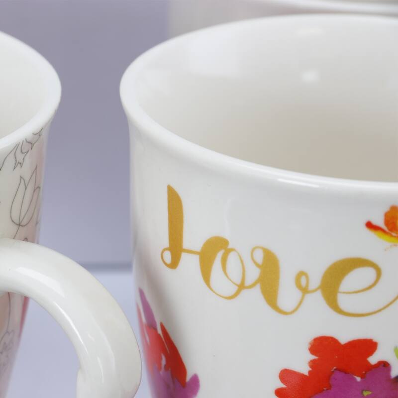 515 ML Ounce Flower Blossom Cup 4 Designs Set