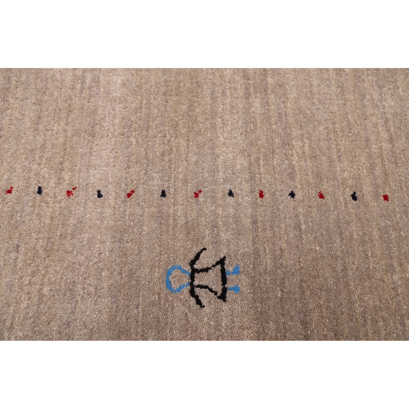ECARPETGALLERY Hand Loomed Kashkuli Gabbeh Light Grey Wool Rug - 5'0 x 8'0