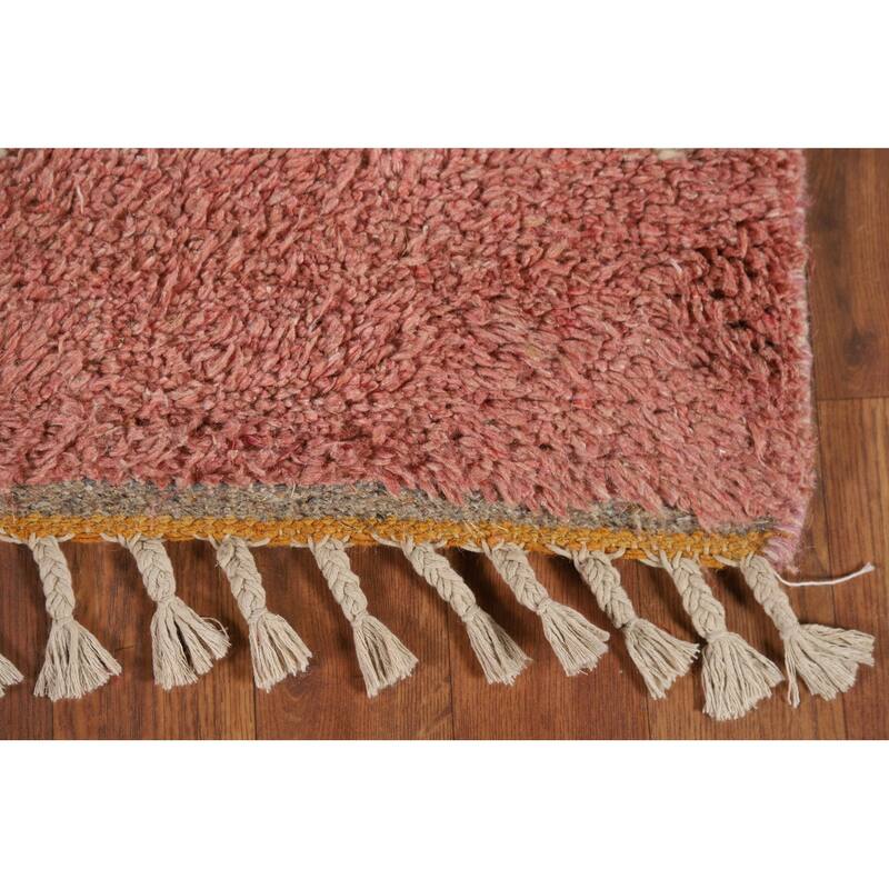 Pink Plush Moroccan Accent Rug Hand-Knotted Wool Carpet - 2'10" x 5'3"