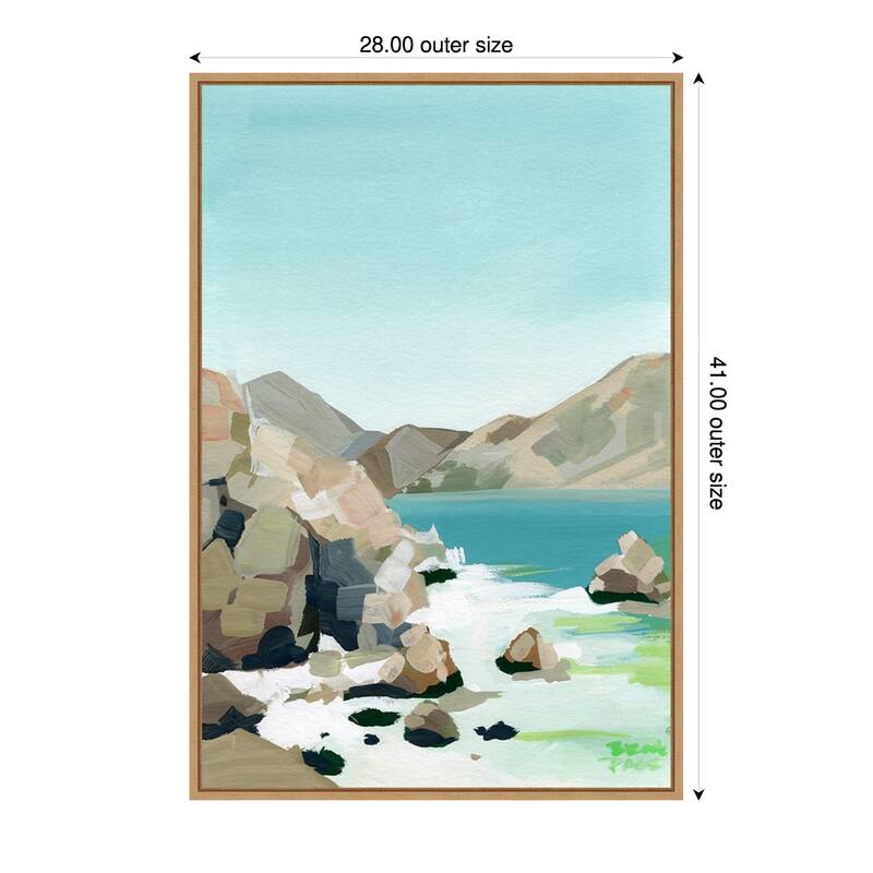 Rocky Coast by Brook Page Framed Canvas Wall Art Print - 28 x 41 in