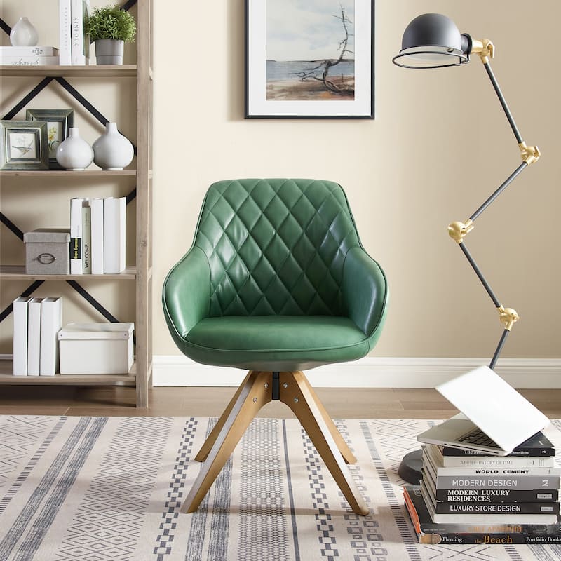 Art Leon Classical Swivel Office Accent Chair with Wood Legs