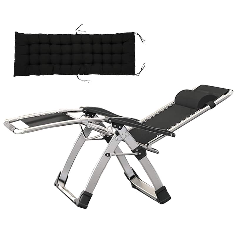 DoCred Zero Gravity Chair Folding Chaise Lounge Chair Patio Lawn Chair Outdoor Adjustable Recliner with Cushion and Cup Holder
