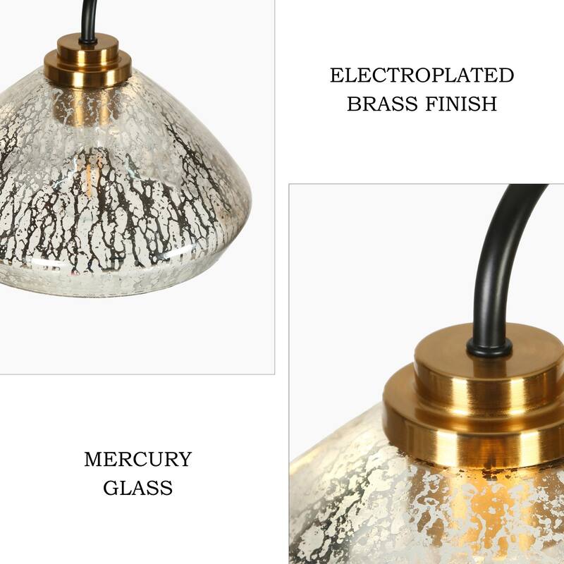 Modern Glam 6-Light Chandelier Bowl-Shape Mercury Glass Chandelier Light Fixture for Dining Room - 51.2" D × 10.2" H