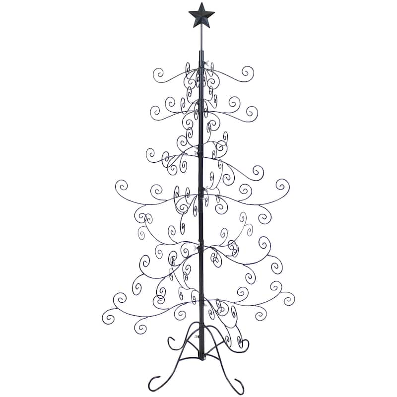 Sunnydaze Noelle Metal Christmas Ornament Tree - 60 Inch - Black