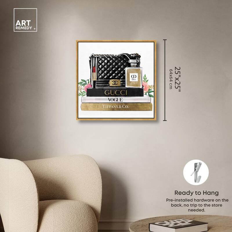 Luxury Paris Handbag and Books Canvas by Art Remedy