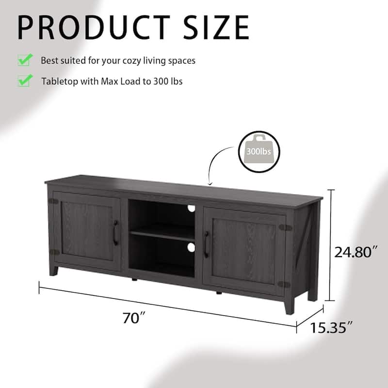 Wood Storage Cabinet Media Console for TVs up to 80"