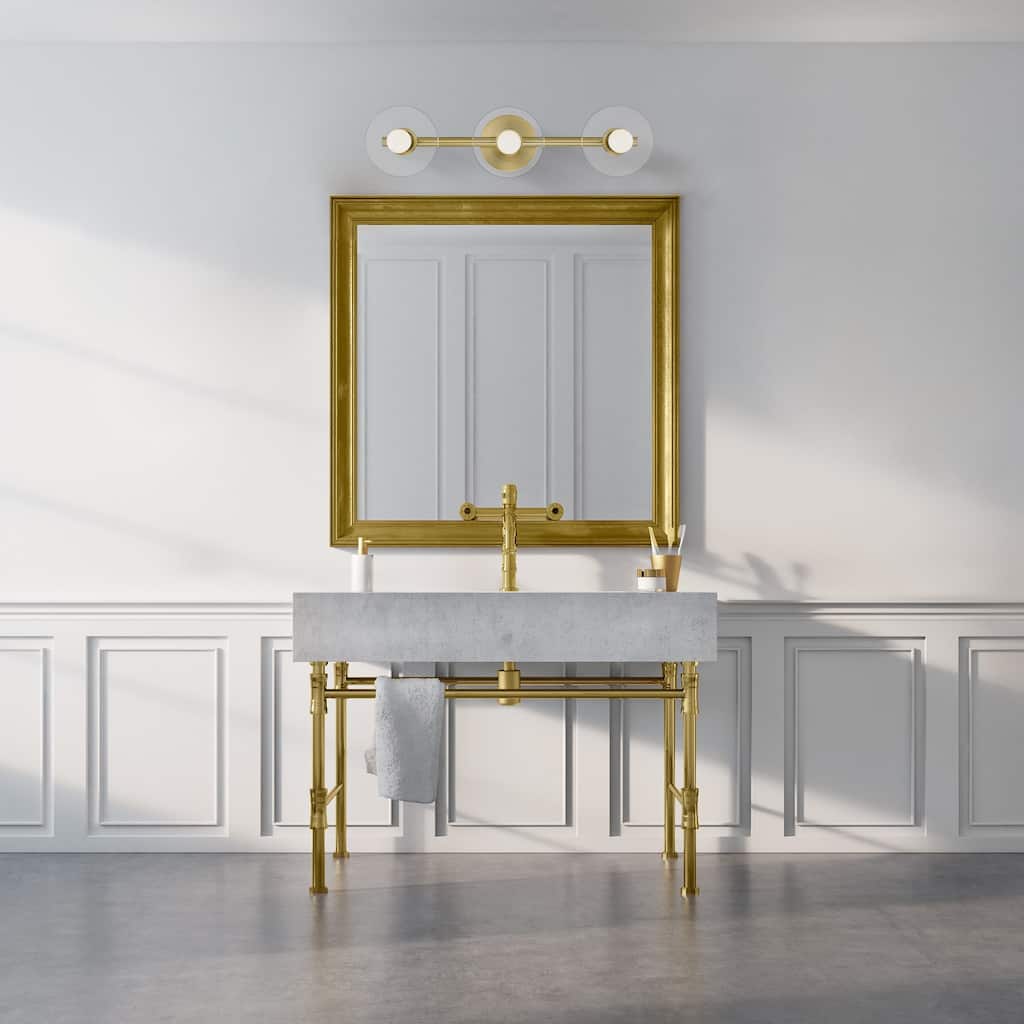 Litto 24 in. 3-Light Brushed Gold Modern Vanity Light with Clear Glass Shades
