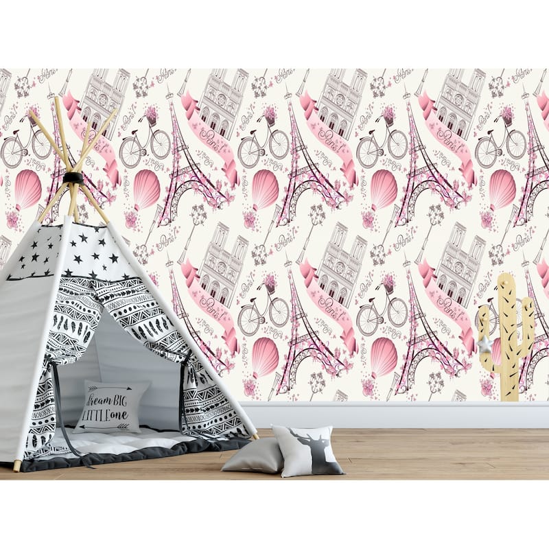 Romantic Travel in Paris Removable Wallpaper - 24'' inch x 10'ft