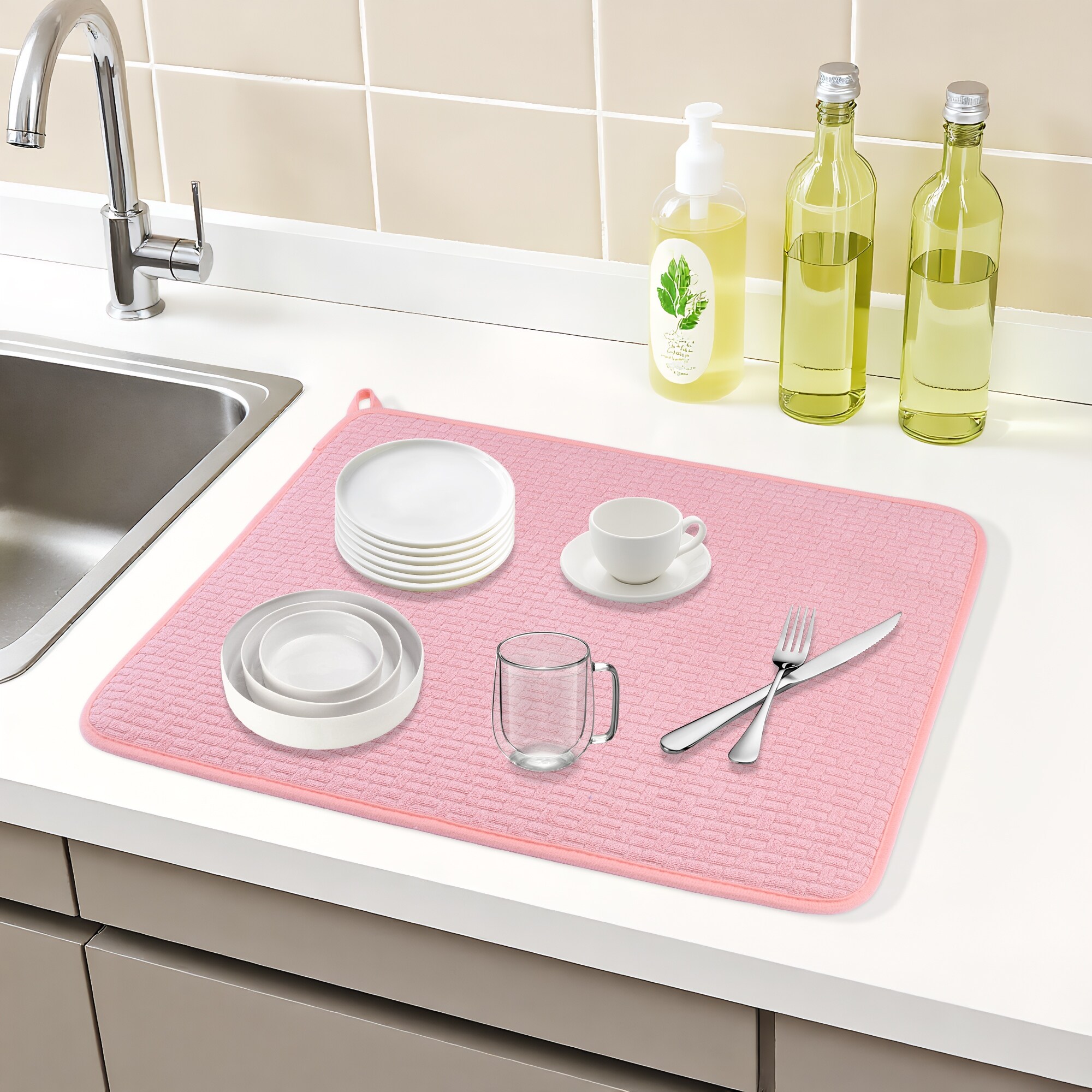 Dish Drying Mat, Absorbent Microfiber Kitchen Mat, Stone Drying Mat for Kitchen Counter