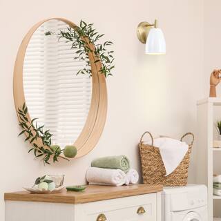 Biba 8 in. 1-Light Brushed Gold Modern Wall Sconce Light Ice Mist Metal Shades