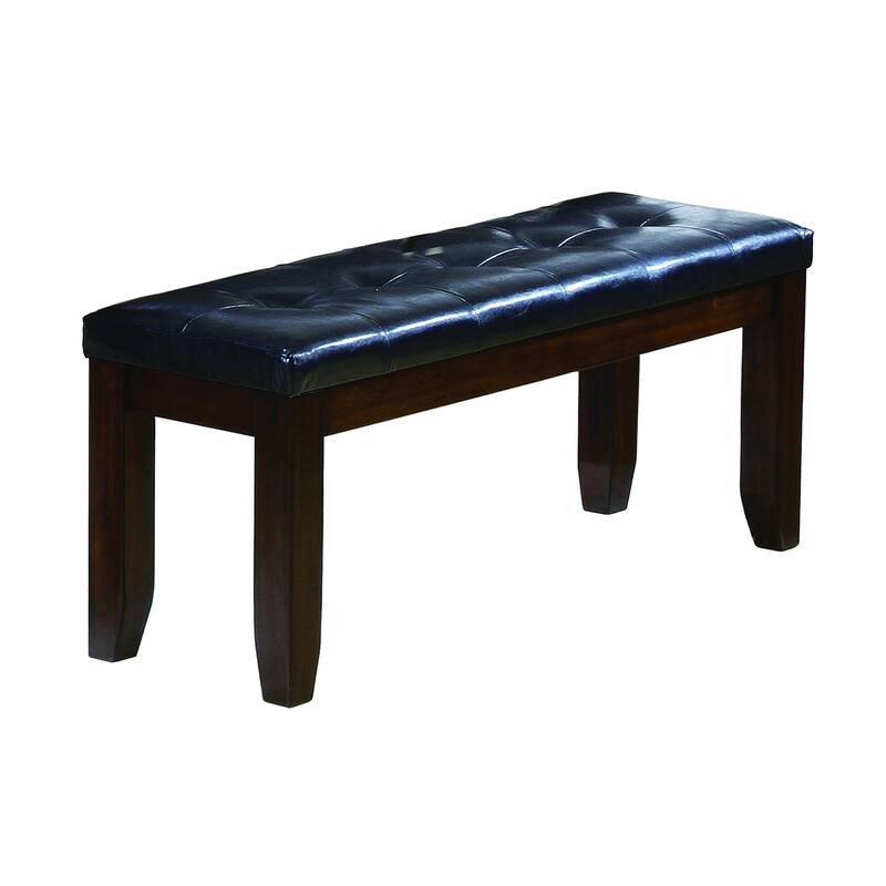 Modern Bench with Faux Leather Seat and Tapered Wood Legs - Brown