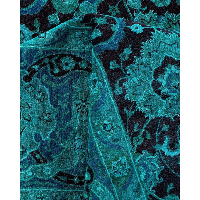 Fine Vibrance, One-of-a-Kind Hand-Knotted Area Rug - Green, 9' 3" x 12' 2" - 9' 3" x 12' 2"