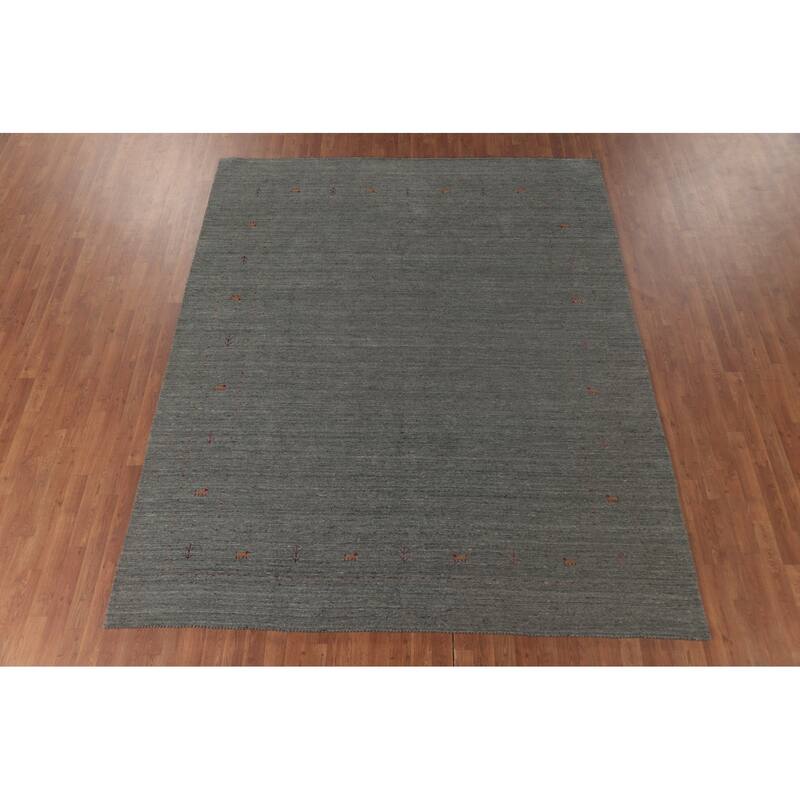 Gray Gabbeh Oriental Area Rug Wool Carpet - 8'0"x 9'8"