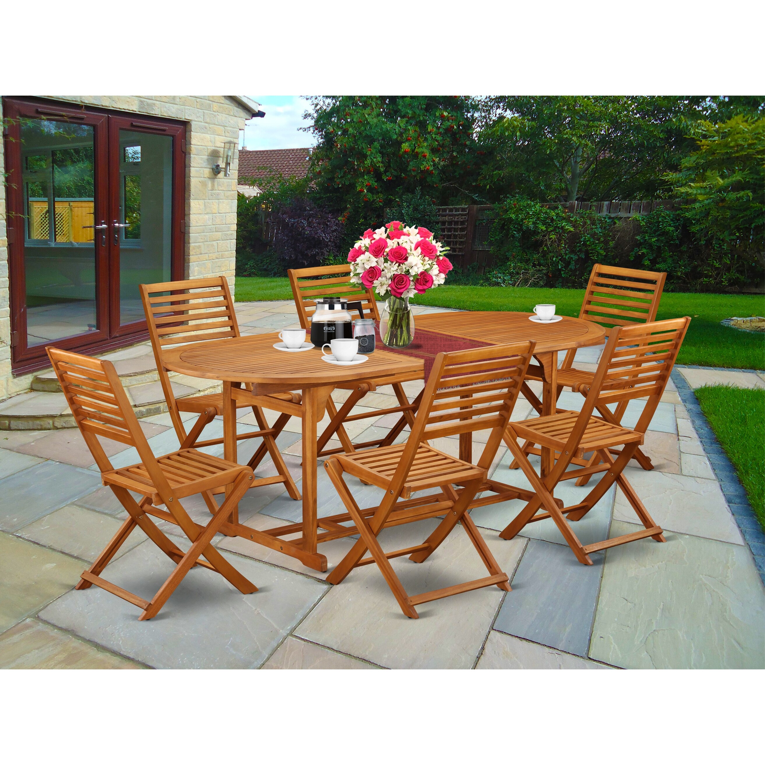 Shop Black Friday Deals On Acacia Wood Outdoor Patio Set Offers An Outdoor Table Foldable Chairs Number Of Chair Option Overstock 27600263