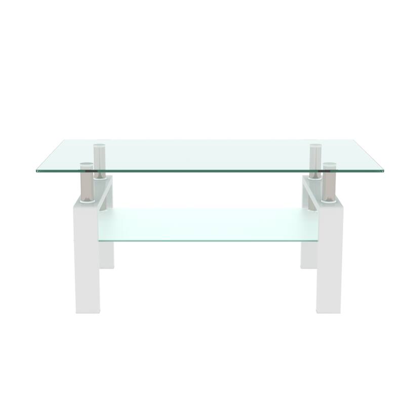 Glass Coffee Table, 2-Tier Clear End Table Center Tables