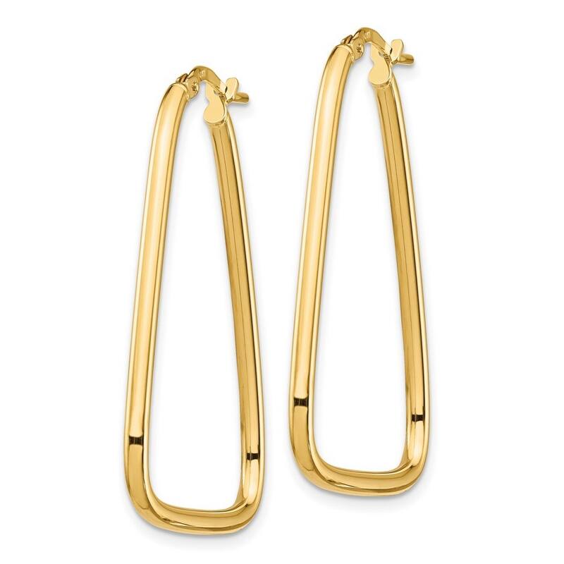 Curata 14k Yellow Gold Polished Triangle Hoop Earrings - 36.76x2mm