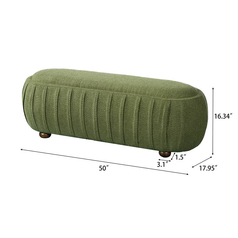 Christopher Knight Home - Curve Modern Upholstered Wooden Ottoman with Oval Design