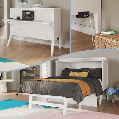 Daphne Full Sized Murphy Bed Desk with Built-in Charging