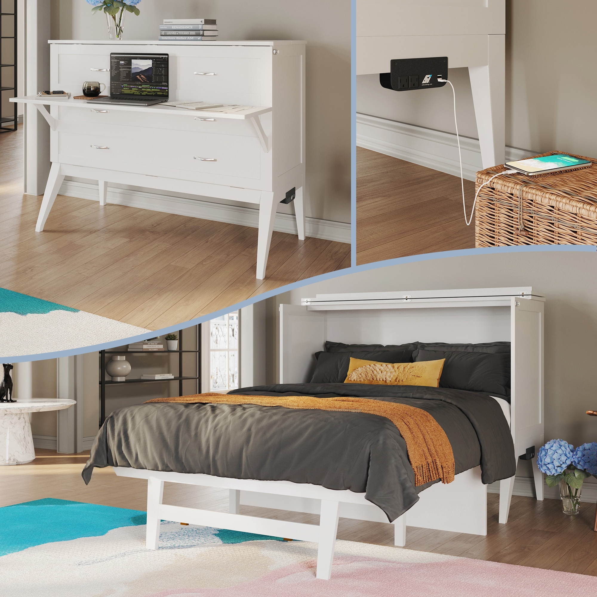 Northampton Full Murphy Bed Desk with Mattress