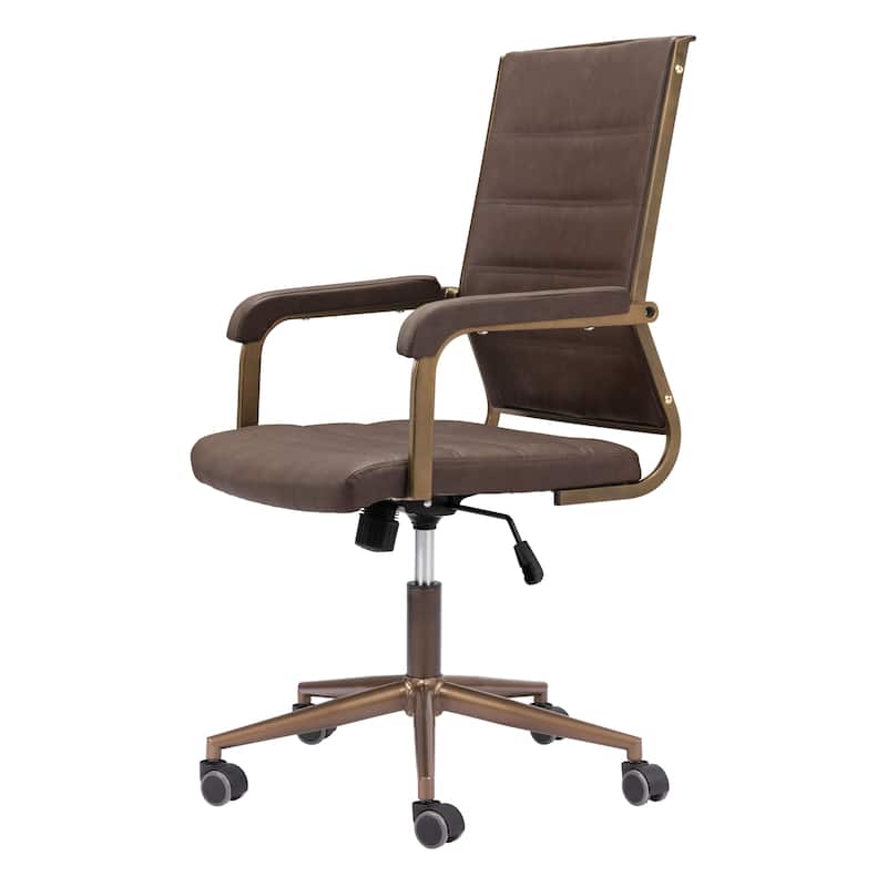 Espresso and Bronze Adjustable Height Swivel Rolling Office Chair