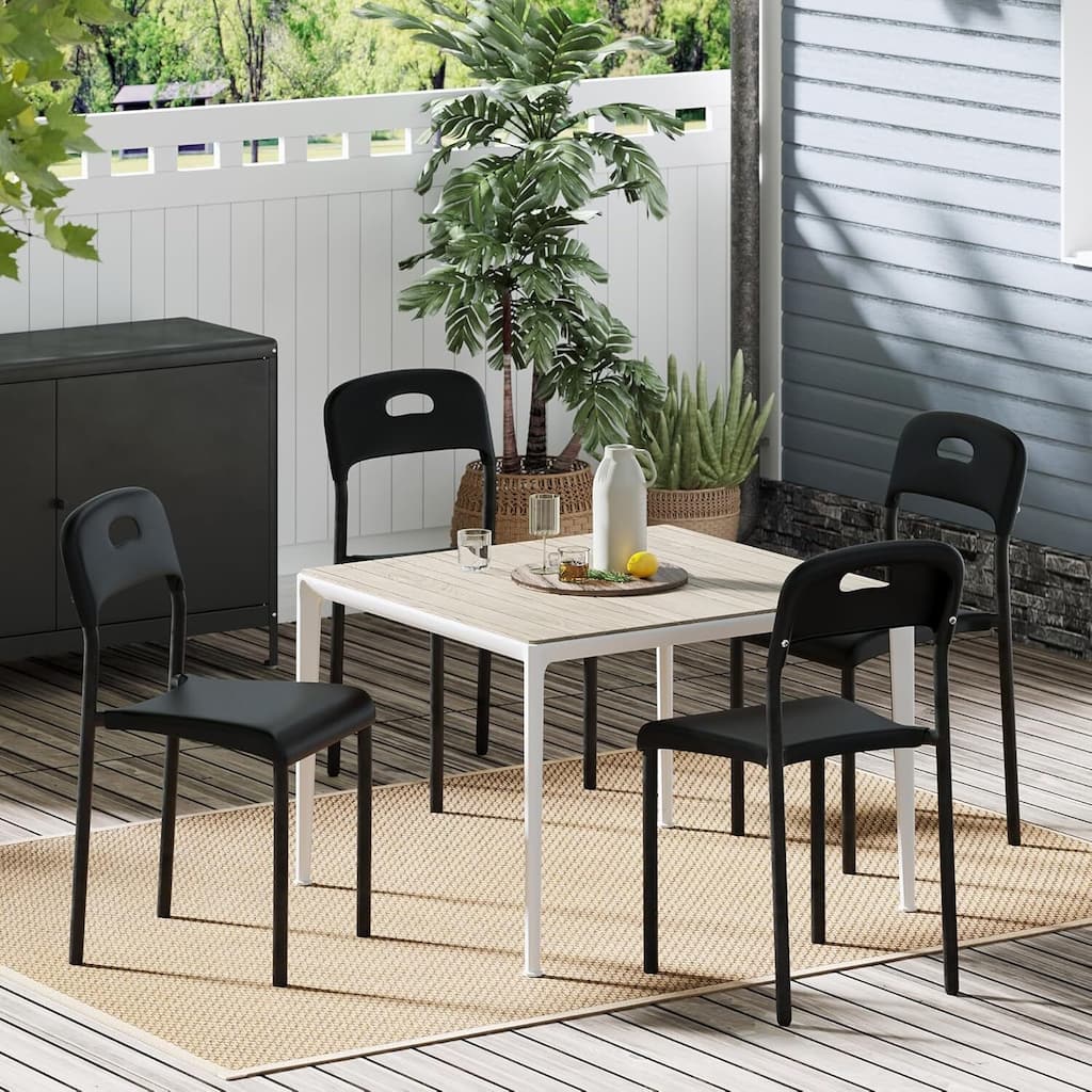 Set of 4 Ergonomic Back Stackable Kitchen Dining Chair, Waterproof for Outside, Office, Kitchen
