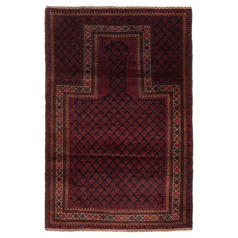 Teimani Burgundy Rug 3'1" x 4'11" - 3'1 x 4'11 - Burgundy - 3'1 x 4'11