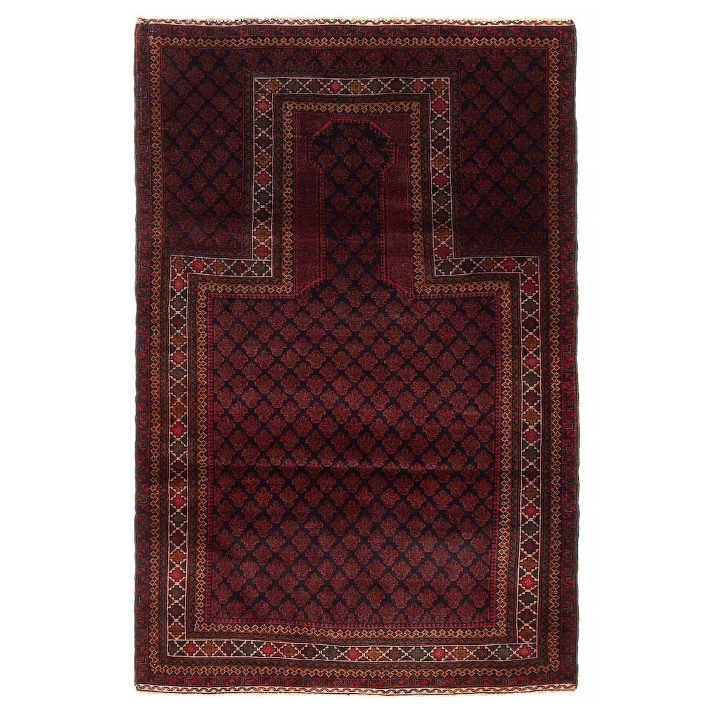Teimani Burgundy Rug 3'1" x 4'11" - 3'1 x 4'11