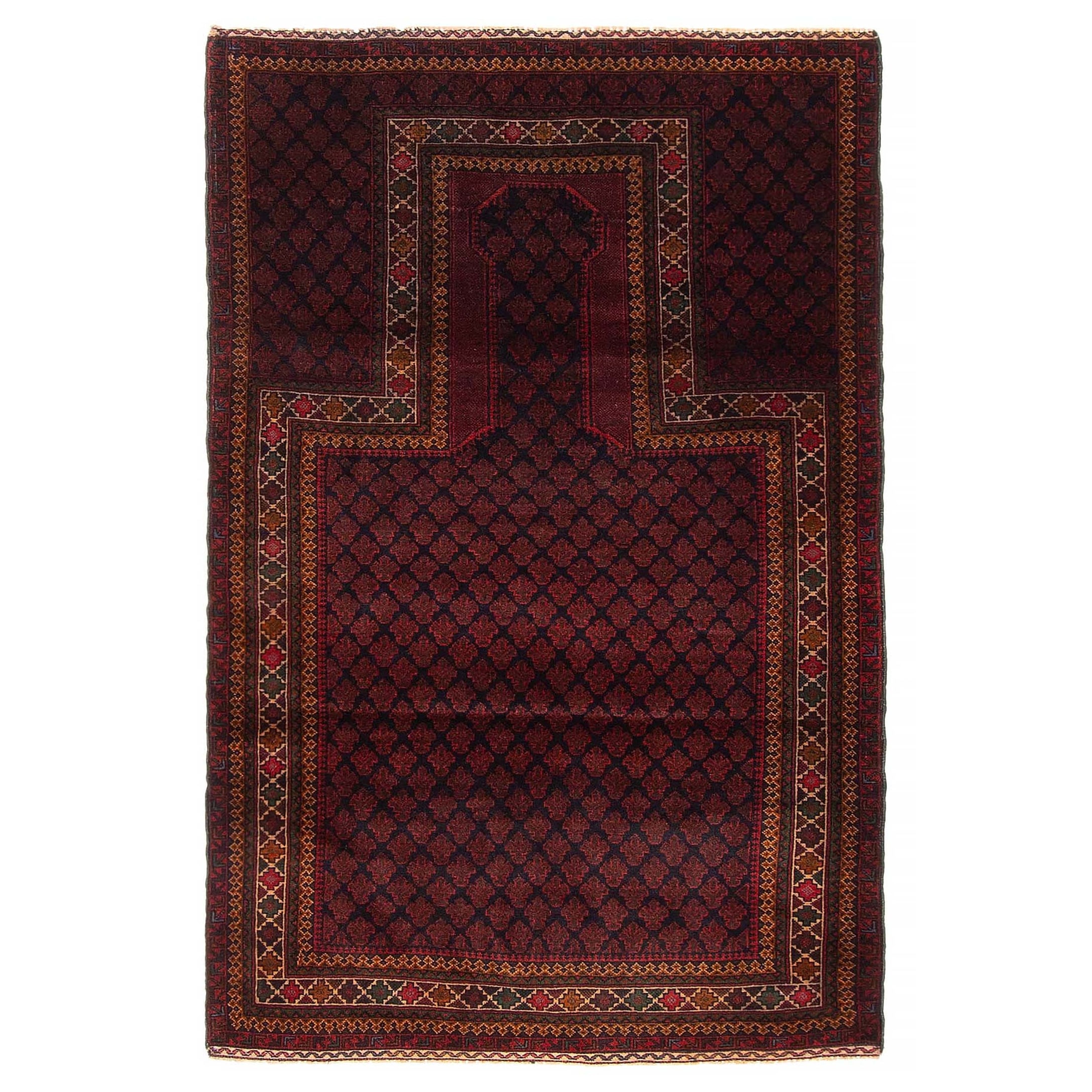 Teimani Burgundy Rug 3'1" x 4'11" - 3'1 x 4'11