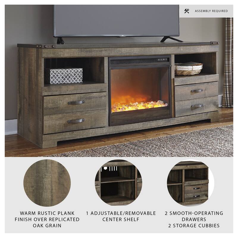 63" TV Stand with Electric Fireplace - 63.39" W x 19.61" D x 26.22" H