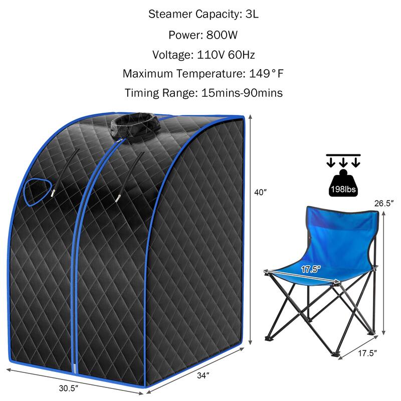 Costway Portable Steam Sauna w/ 9-gear Adjustable Temperature & Herbal