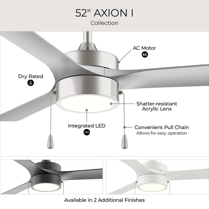 Axion 3-Blade Modern LED Ceiling Fan with Matte Blades