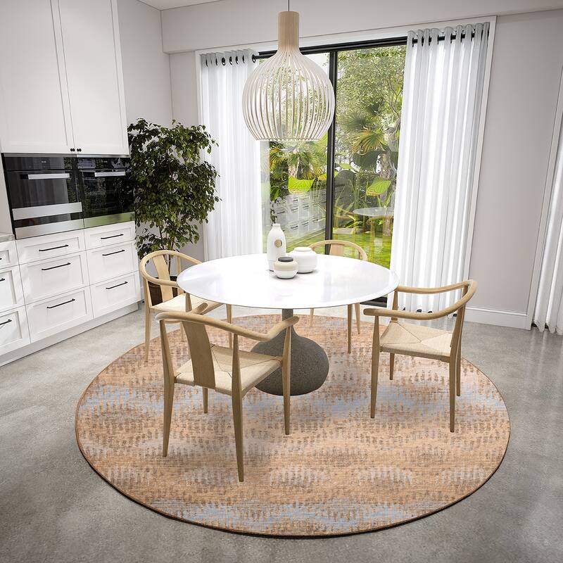 Indoor/ Outdoor Addison Bravado Modern Chevron Washable Area Rug - 8' x 8' - Earth