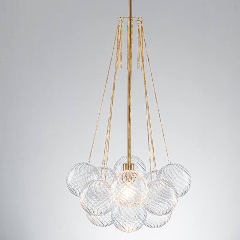 1 - Light Sputnik Glass Bubble Sphere Chandelier for Dinning Room - 45.1 in. W x 20 in. H - 45.1 in. W x 20 in. H - Gold