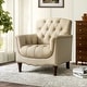 preview thumbnail 4 of 68, HULALA HOME Wemer Traditional Genuine Leather Armchair with Tufted Back Beige