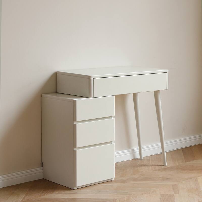 Christopher Knight Home - Claire Solid Wood Vanity Table with Storage Drawers and Matching Stool, Compact 80cm Design