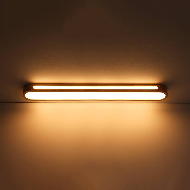 Rustic Natural Wood Dimmable LED Oval Ceiling Light 3000K - Wood Grain - 31.5 Inches