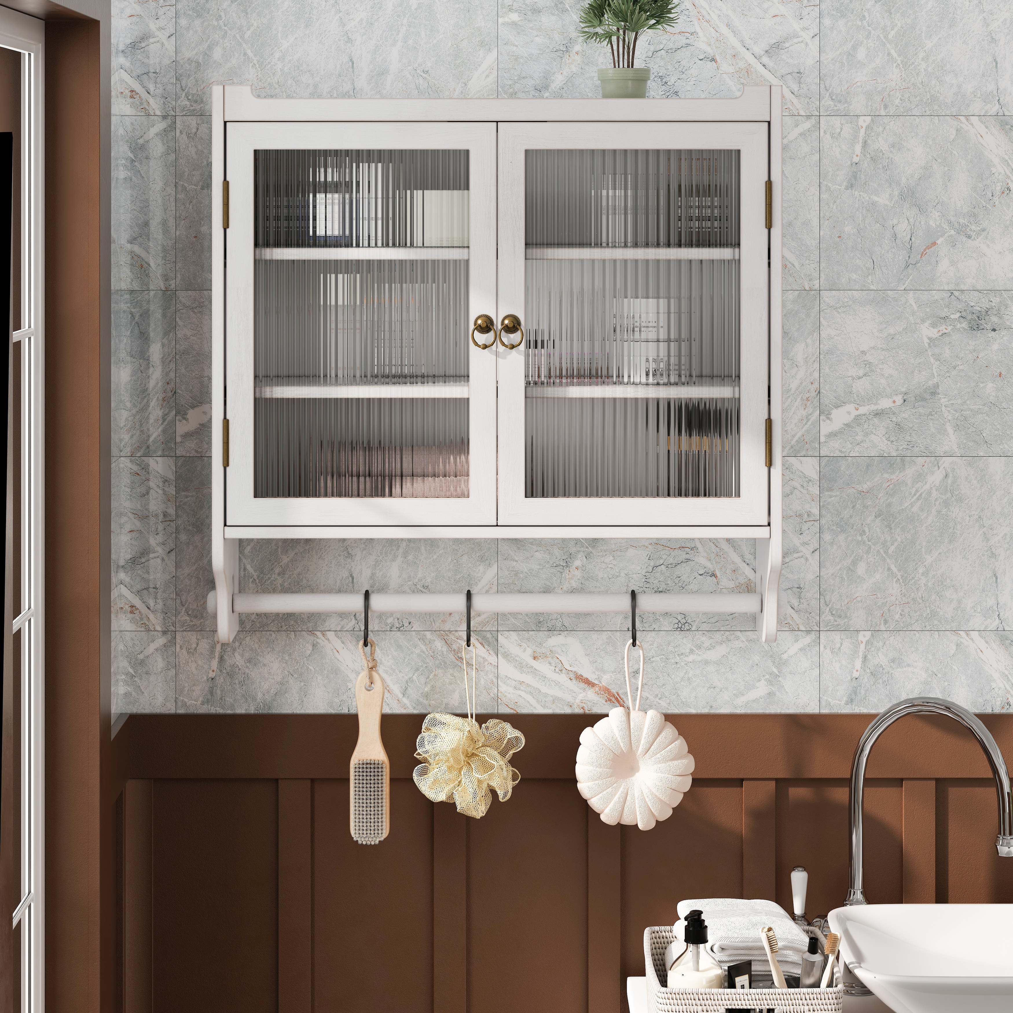 Glass double door cabinet discount