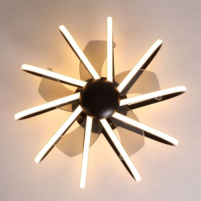 Starsky 23'' Drum Flush Mount LED Ceiling Fan with Light,6-Speed Low Profile Smart APP Control Ceiling Fan with Remote