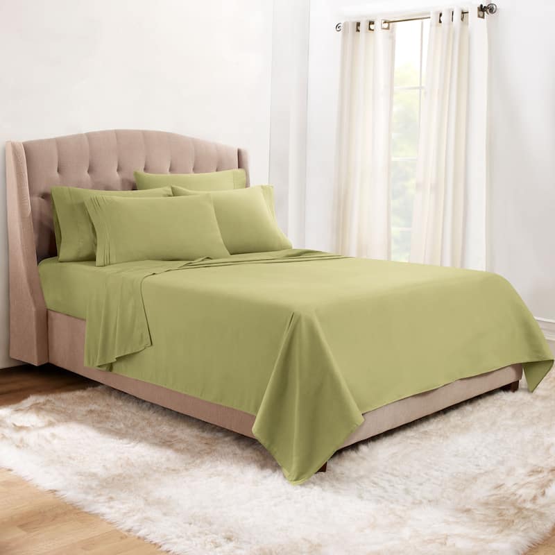 Empyrean Hotel Luxury 6 Piece Sheet Set - Super Soft Bedding Sheets & Pillowcases - King - Sage Green