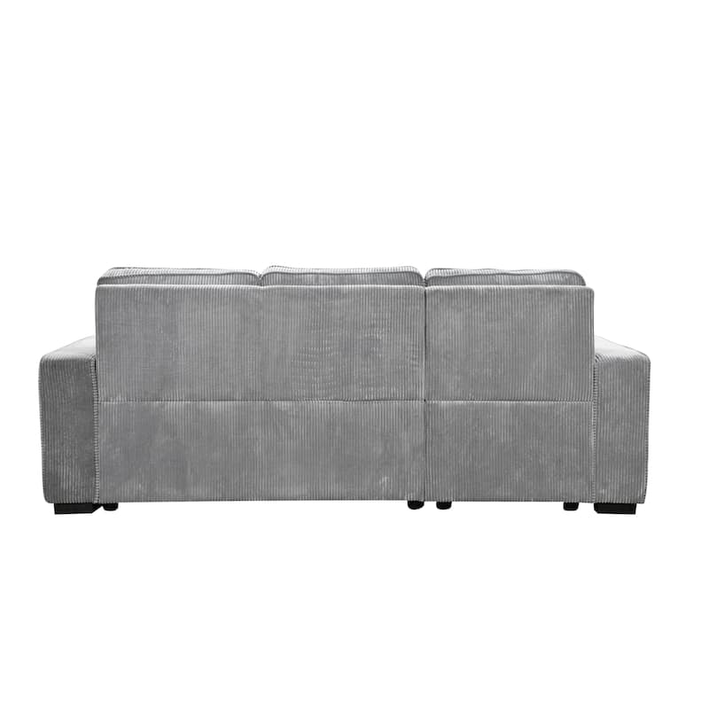 L-Shaped Sectional Convertible Sleeper Sofa Bed with Storage, USB Port & Cup Holder - Light Gray