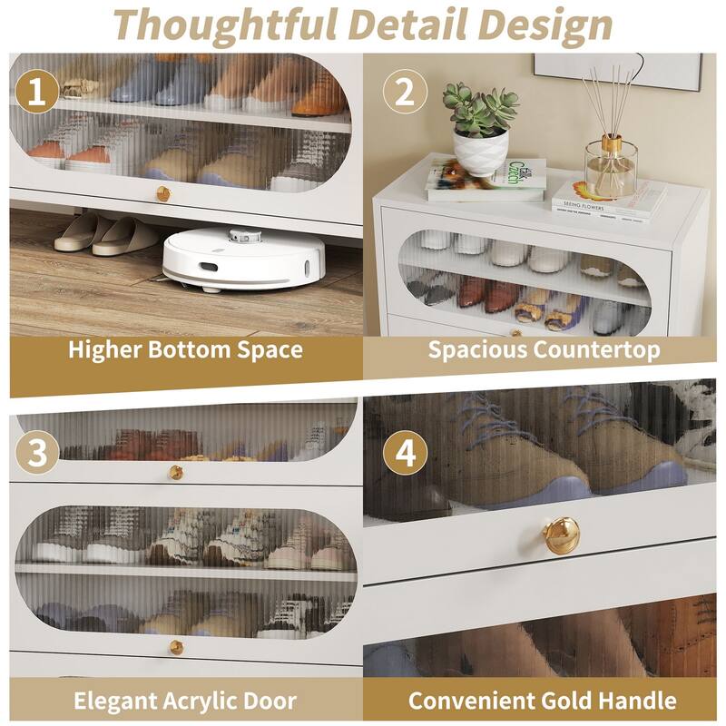 Entryway Shoe Storage Cabinet with 3/4 Flip Doors, Shoe Rack Organizer for Hallway