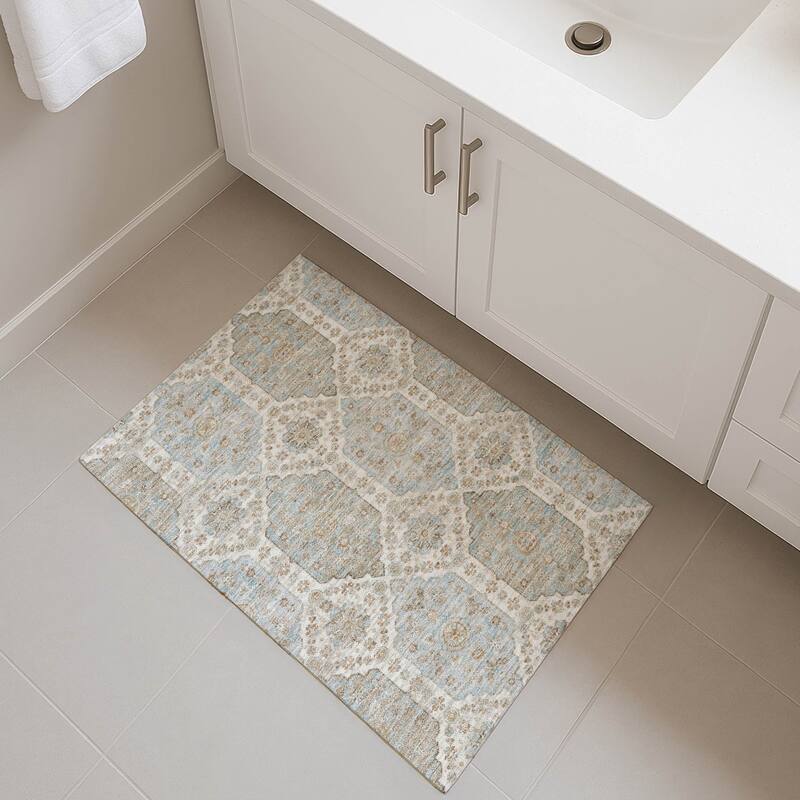 Machine Washable Indoor/ Outdoor Traditional Kiowa Chantille Rug