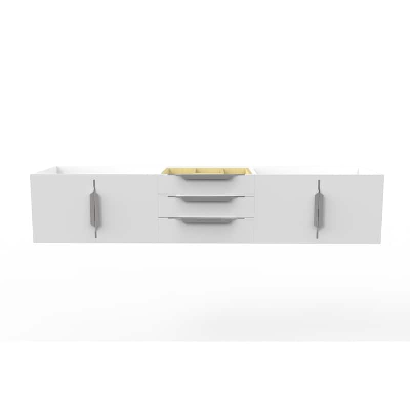 Alpine 72" Wall Mounted Bathroom Vanity (Base Only) - White - Brushed Nickel Finish