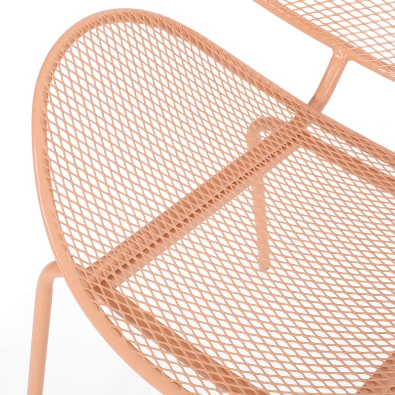 Roomfitters Modern Mesh Patio Lounge Chair Set, Curved Outdoor Seating, Weather-Resistant Steel, Orange (Set of 2)