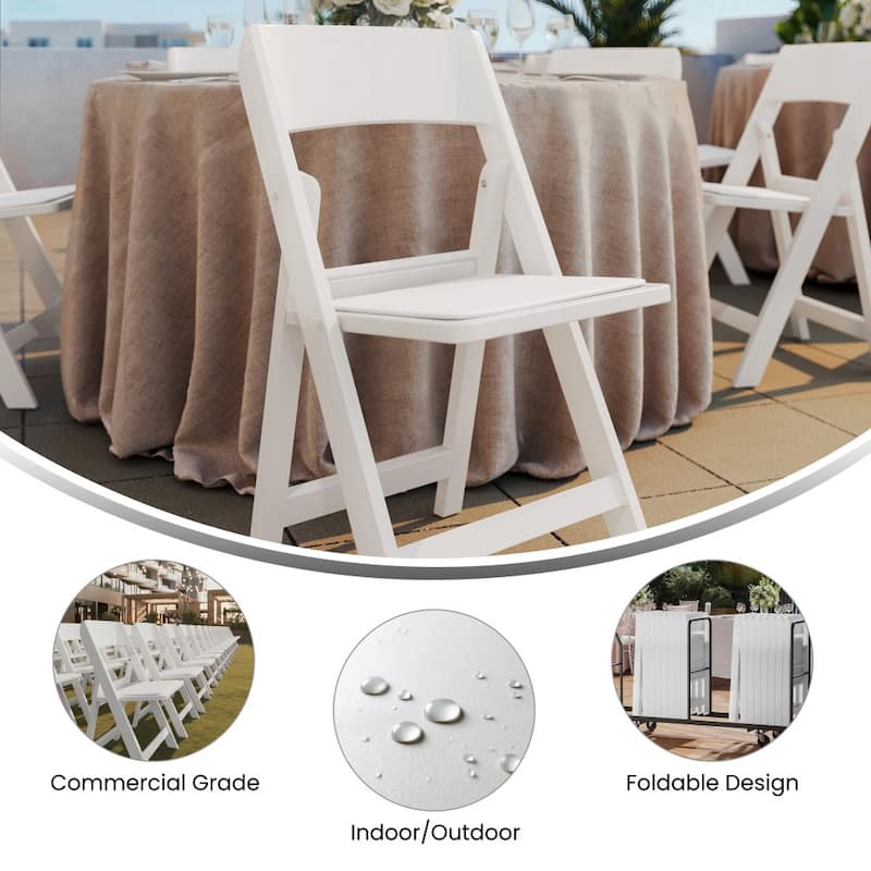 Set of 2 Commercial Resin Folding Event Chairs with Removable Padded Seats - 17.5"W x 18.25"D x 31.25"H