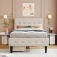 preview thumbnail 2 of 10, Twin Size Upholstered Platform Bed with Linen Headboard and Two Storage Drawers