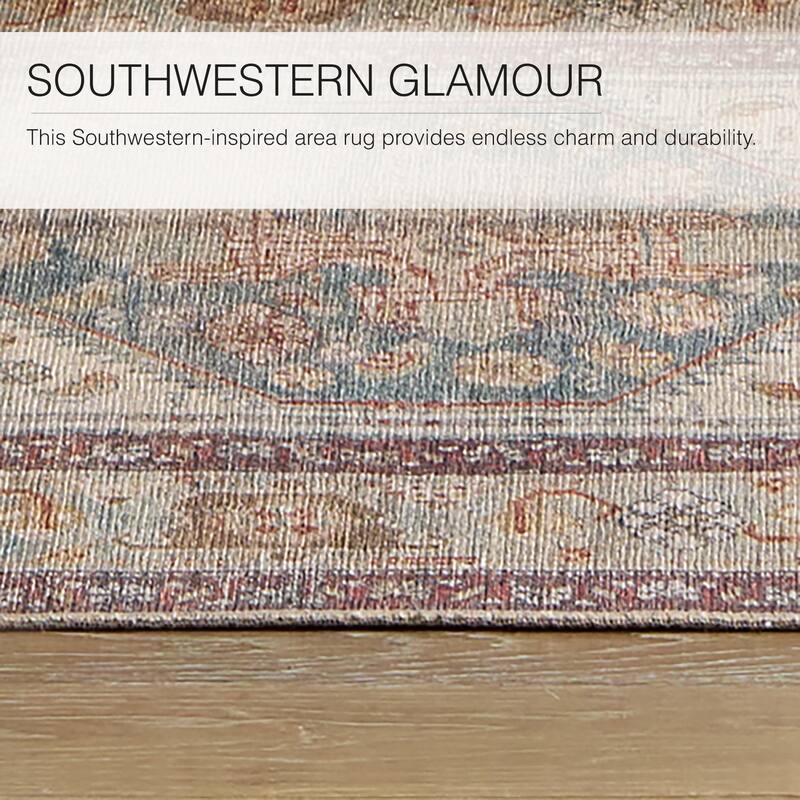 Arkansas Machine Washable Medallion Area Rug