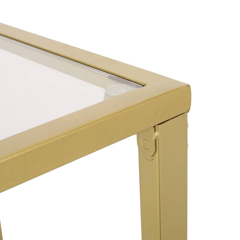 Bagan Modern Glam Glass Top C-Shaped Side Table by Christopher Knight Home - 11.50" L x 15.00" W x 26.00" H