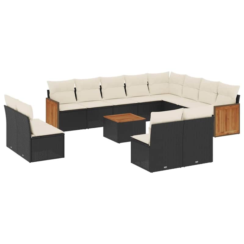 vidaXL Patio Sofa Set with Cushions Outdoor Conversation Furniture Poly Rattan